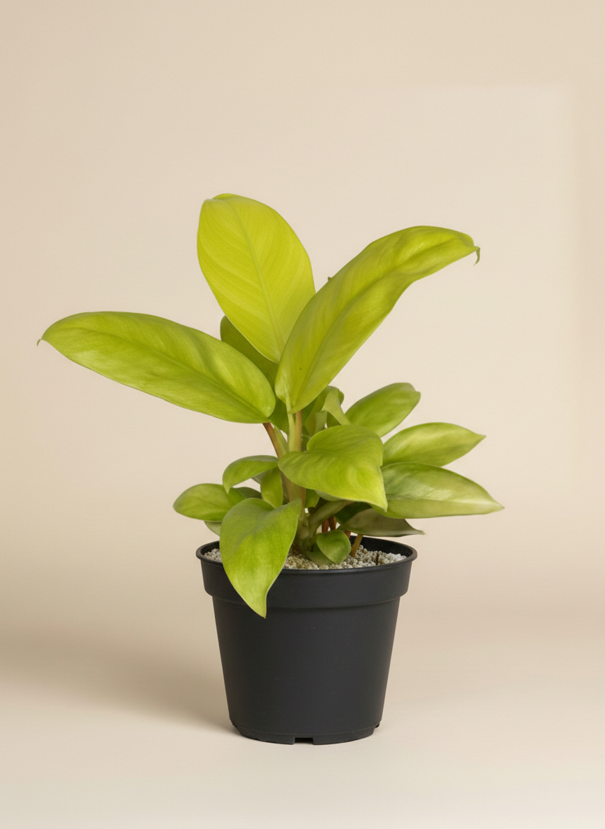 Der Philodendron 'Ceylon Gold' - feey, mit seinen leuchtend grünen Blättern, verleiht jedem Raum einen Hauch von Eleganz.