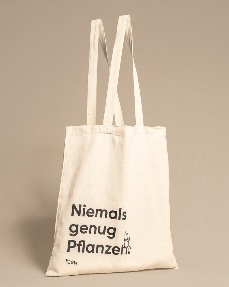 Stofftasche mit dem Aufdruck «Niemals genug Pflanzen» von feey