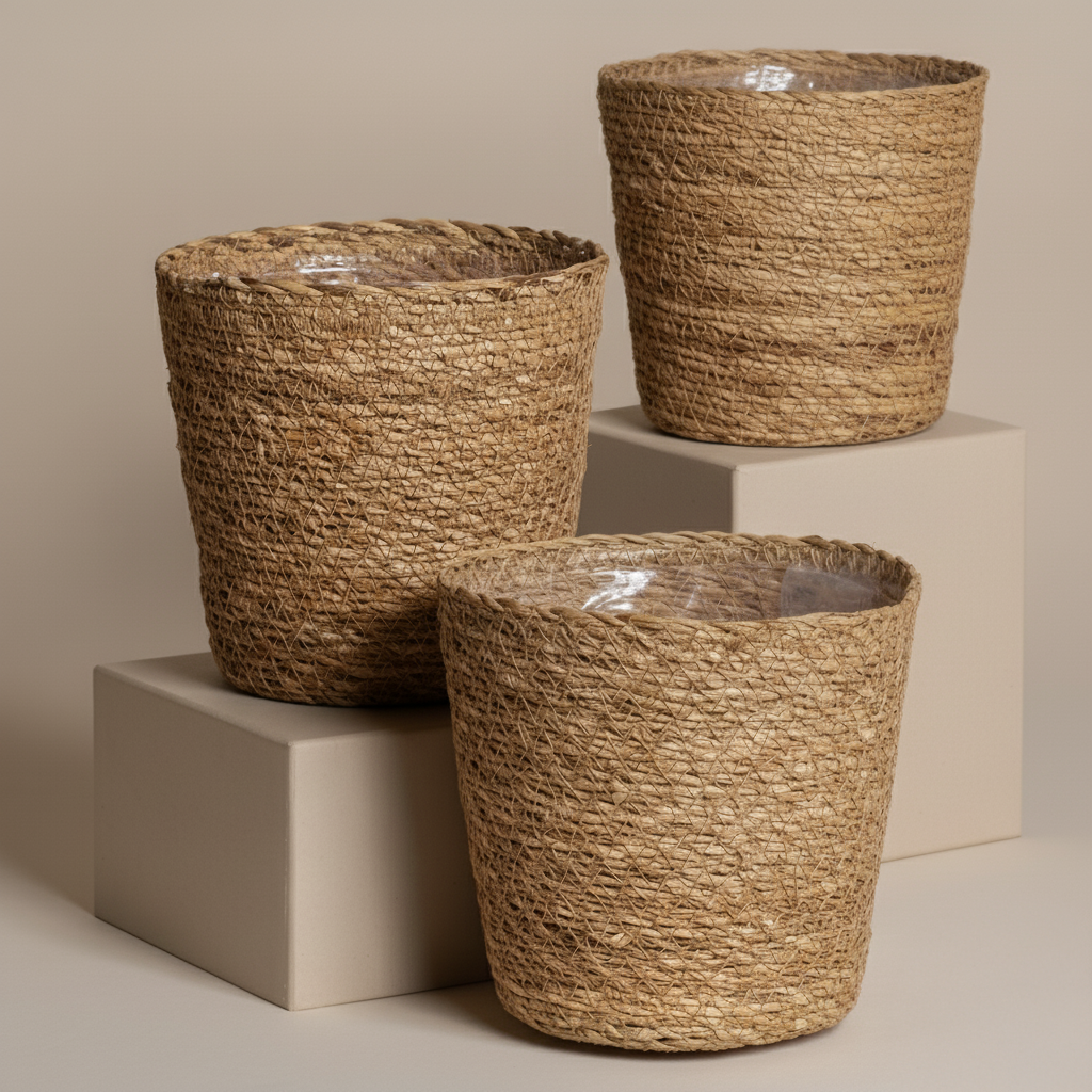 Pflanzenkorb-Set aus Seegras (Kesat | 3× 16)