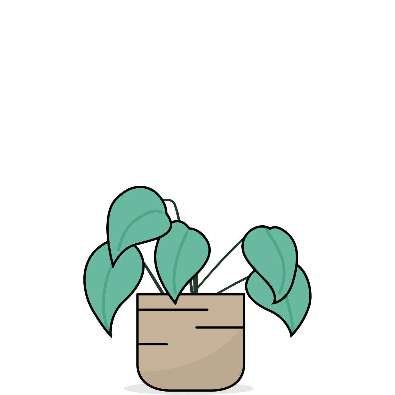 Grafische Darstellung einer Pflanze mit hängenden Blättern